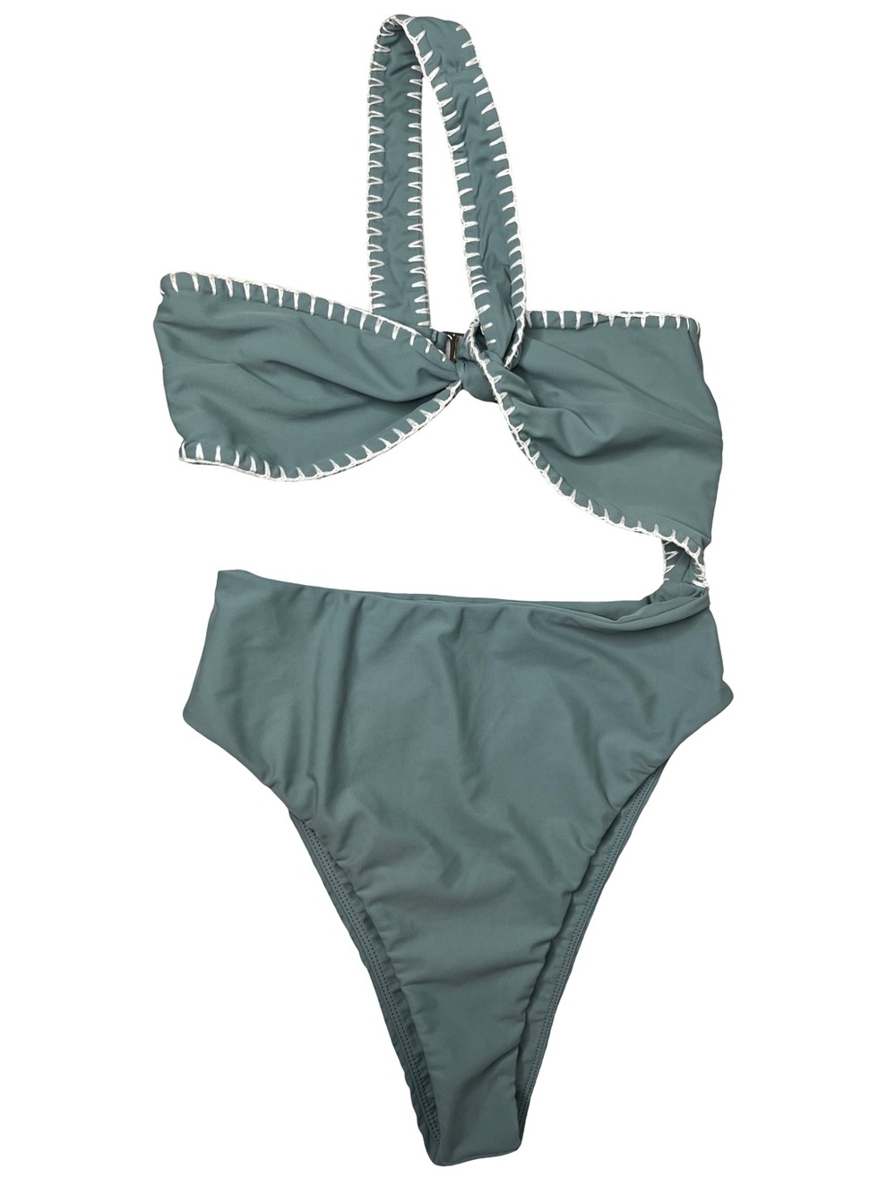 Tularosa Odella One-Piece Olive Green High-Cut One Shoulder Swimsuit Sz M